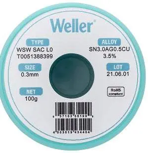 Weller T0051388399 Solder Wire (Lead-Free, 0.031" Dia) – Fresh Stock 1