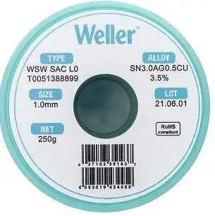 Weller T0051388899 Solder Wire – Lead-Free, 0.031" Diameter, New 1