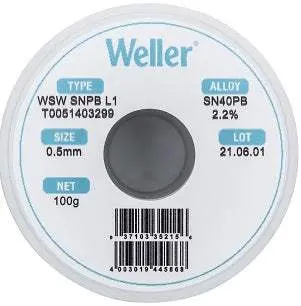 Weller T0051403299 Solder Wire – No-Clean Flux Core, 0.031", New 1