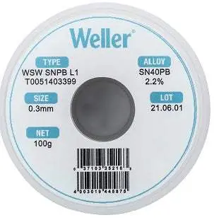 Weller T0051403399 Solder Wire – Rosin-Core, 0.020", New 1