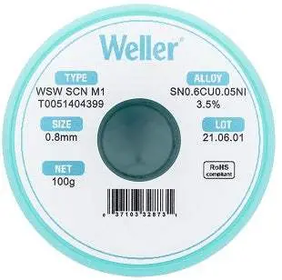 Weller T0051404399 Flux-Cored Solder Wire – Sealed Packaging 1