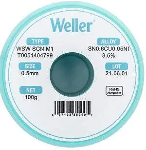 Weller T0051404799 Lead-Free Solder Wire – New 1